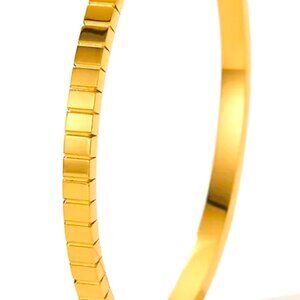 MODERN CLEAN LINE 18K GOLD DIPPED SMALL SQUARES BANGLE BRACELET